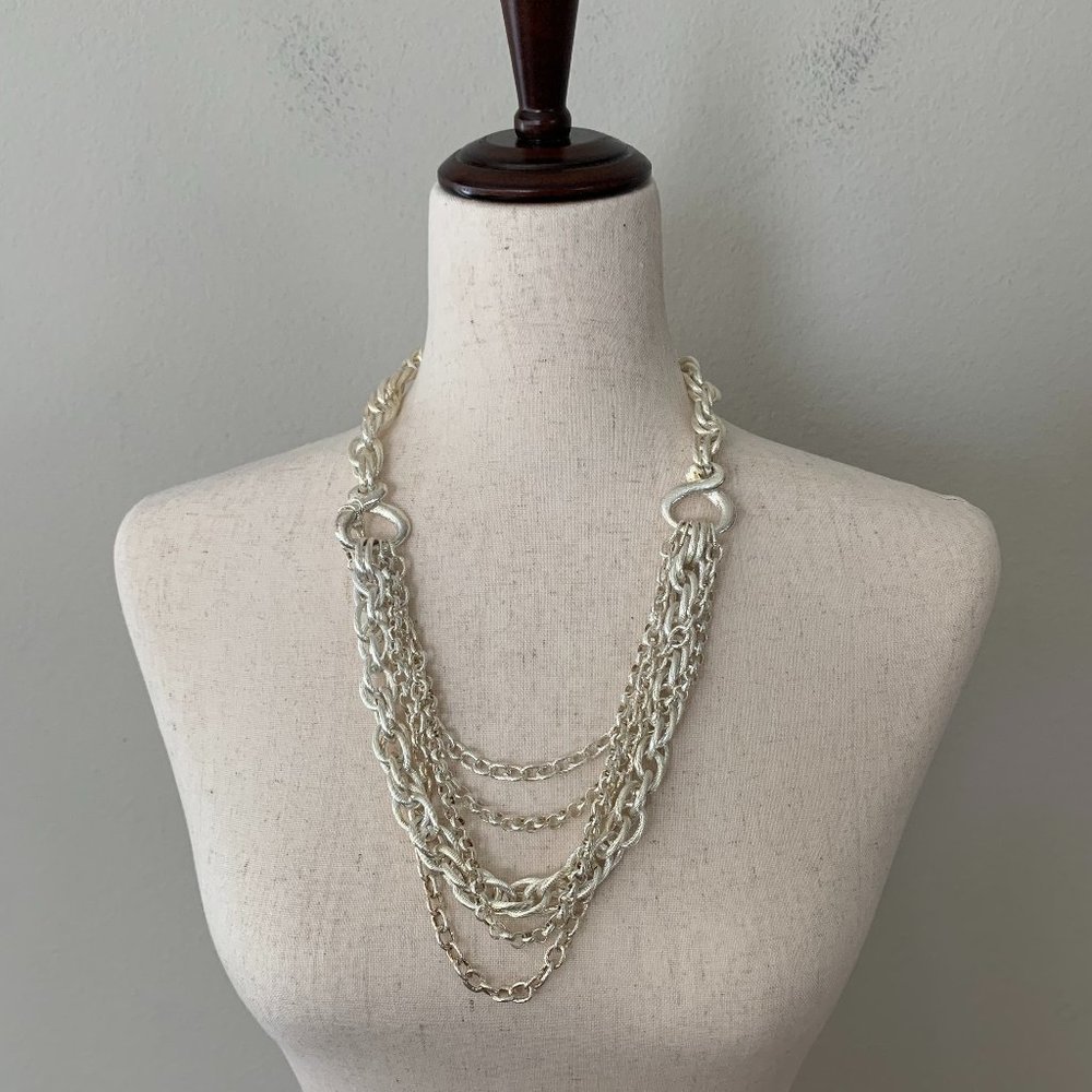 NWT! Jose & Maria Barrera Signed Silver Statement Chain Link Necklace